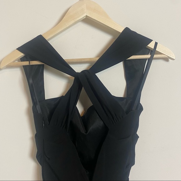 Shelli Segal Dress X-Back Ruched Jersey Bodycon black size 0 - Picture 8 of 15